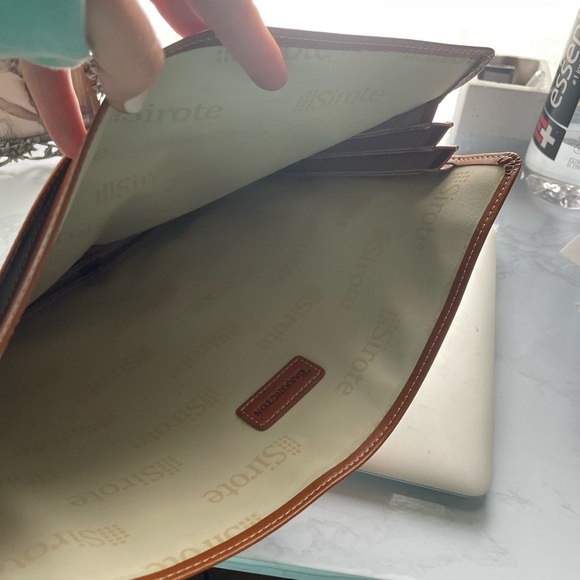 NWOT Barrington Soft Brown Leather Accordion Branded Laptop Sleeve Work Files - Picture 3 of 9